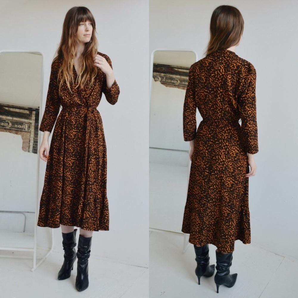 JUST Female Coca Wrap Dress Leopard Animal Print XS